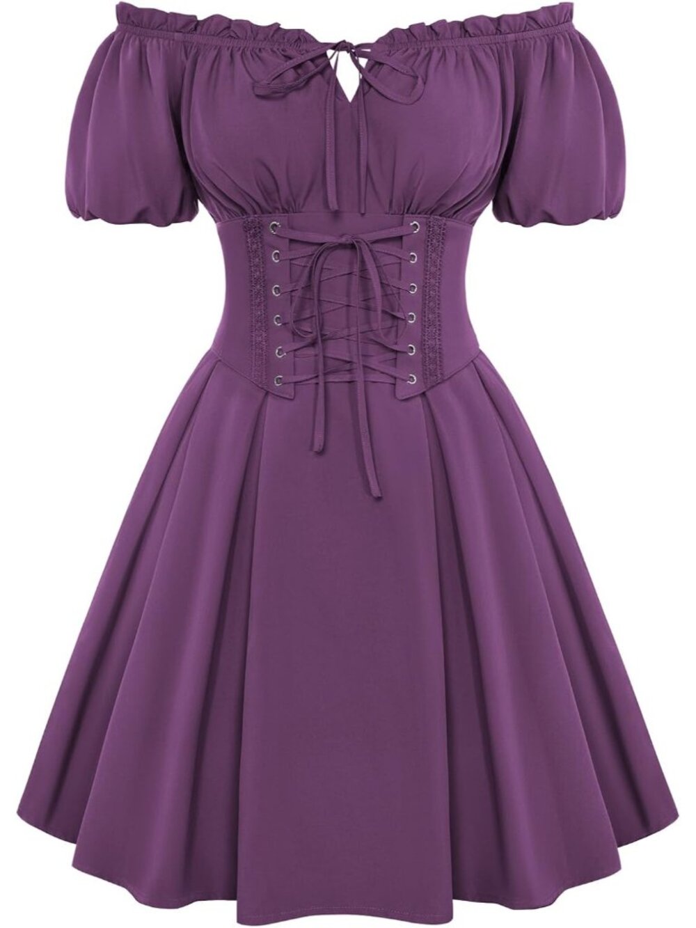 Women's Purple Renaissance Costume Corset Dress Mini Off Shoulder Fairy Dresses